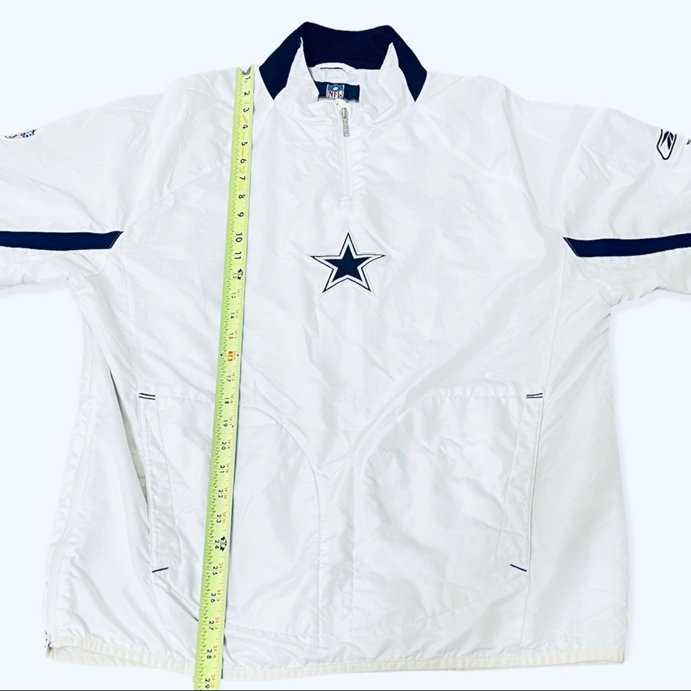 SOLD NFL Men's RBK Athletic Sideline Dallas Cowboys White/Navy Pull Over Jacket - Picture 9 of 11